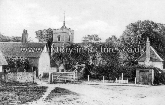 St. Peter's Church and Stocks, Roydon, Essex. c.1908.